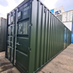 40ft high-cube shipping container with added side doors for easy access.