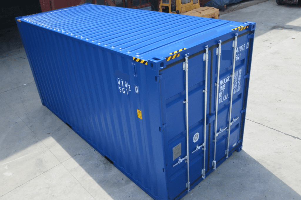 high cube container in blue