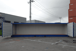 side access container with doors open
