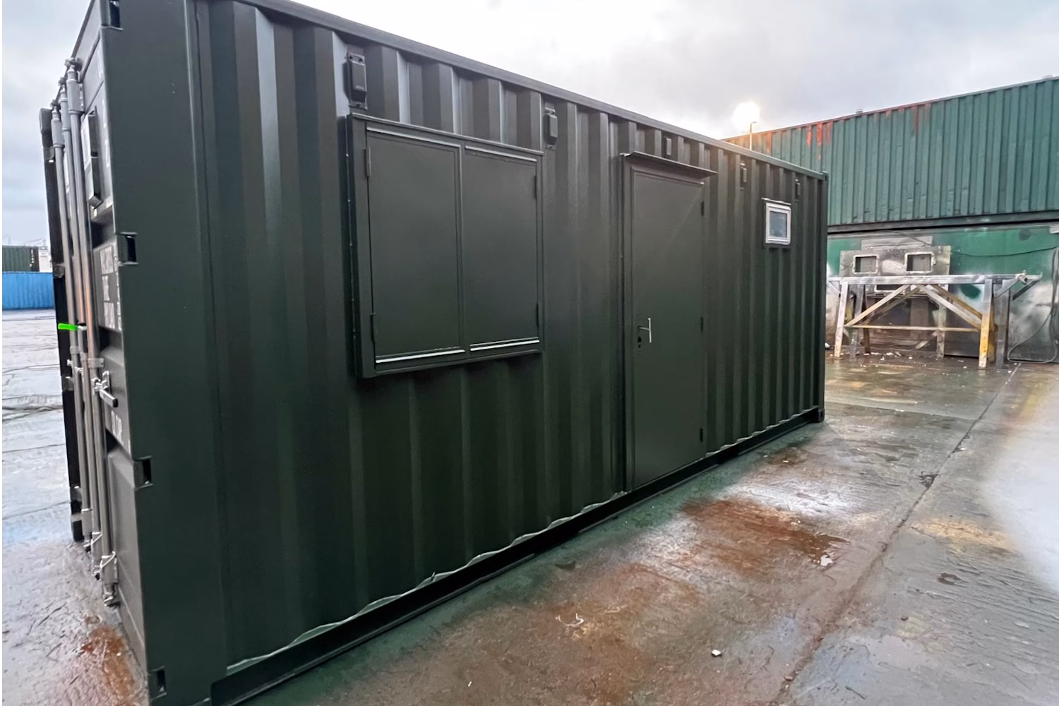 Green container converted into an office