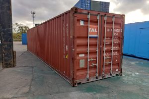 40 foot container in red looking front view
